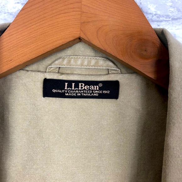 LL Bean Khaki Cotton Sport Coat 42R Tan Cotton Two Button Blazer - Picture 5 of 15